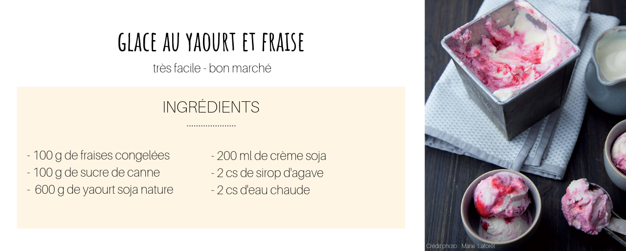 recette bio et végane - glace au yaourt et coulis de fraise